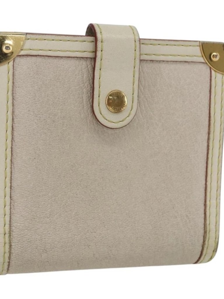 Louis Vuitton Suhari Compact Zip Wallet Leather Ivory M91831 Lv Auth